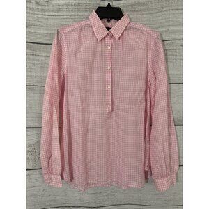 J. Crew Pink Gingham Popover Top Size 4